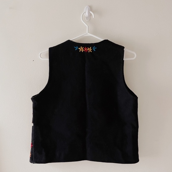 Vintage Wool Embroidered Flower Vest - Picture 3 of 3